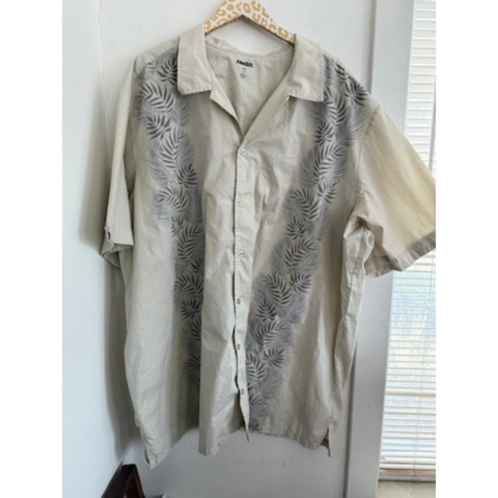 King Size Men's Hawaiian Print Button Front Shirt | Size 4XL Tall
